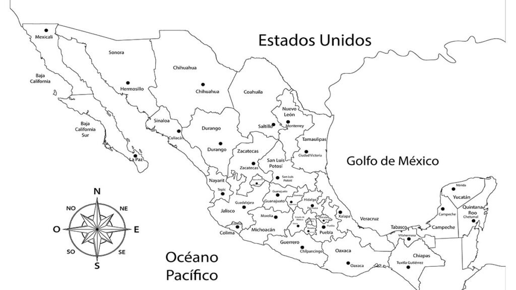 mapa de méxico con nombres