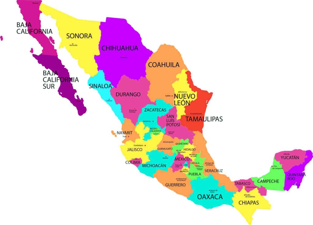 mapa de mexico con nombres